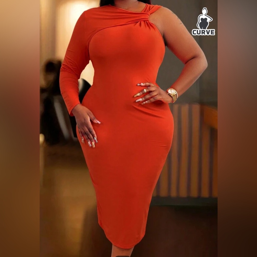 Slayr Plus Size Women’s One Shoulder Dress Orange
Size: 14 (XL)